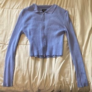 Long sleeve zip up blue top size large